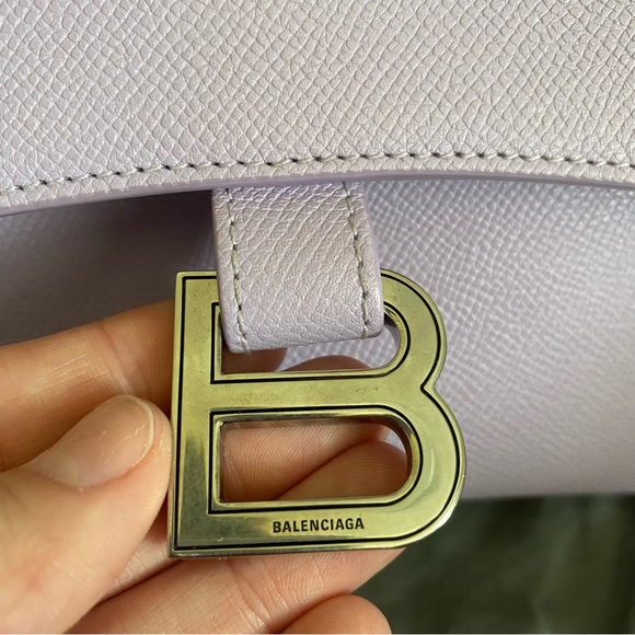 AUTH BALENCIAGA Hourglass Downtown Lilac Shoulder Bag crossbody - Picture 4 of 13
